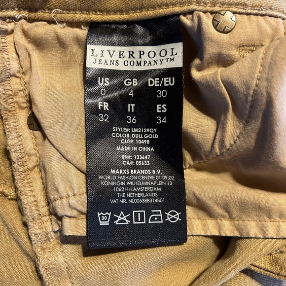 Liverpool women’s jeans size 0 Dull gold color - Picture 3 of 5